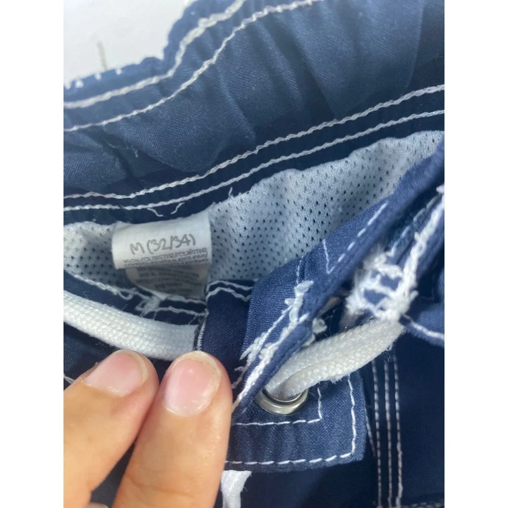 Ocean Pacific OP Mens Board Shorts Navy Orange Stripe Cargo Swim Trunks Big 34
